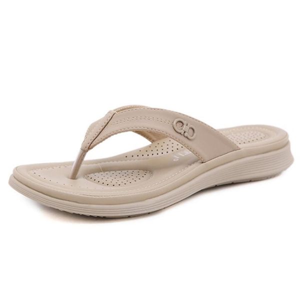 fashion casual women flip flops flat comfortable sandals summer shoes female metal decoration beach slippers for womens q206 220429, Black